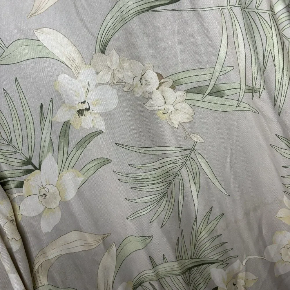 Tommy Bahama Short Sleeve Floral Hawaiian 100% Silk Button Shirt Size Large sz L